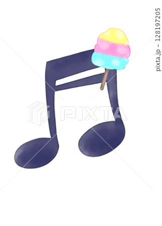 綿あめの付いた音符 128197205