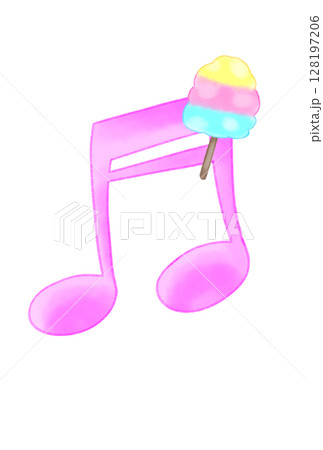 綿あめの付いた音符 128197206