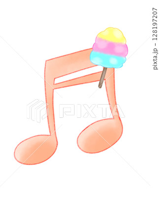 綿あめの付いた音符 128197207