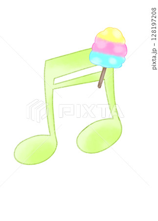 綿あめの付いた音符 128197208