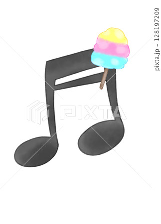 綿あめの付いた音符 128197209