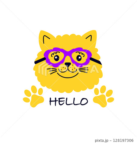 Cute cat wearing eyeglasses 128197306