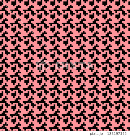 Geometric houndstooth color seamless pattern with pied-de-poule ornament. Monochrome graphic design. Modern minimalist stylish squared background. Vector chequered motif for fabric, textile 128197353