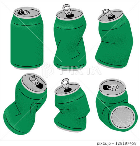 Green Crumpled Soda Can Set Green Crumpled Soda Can Set 128197459