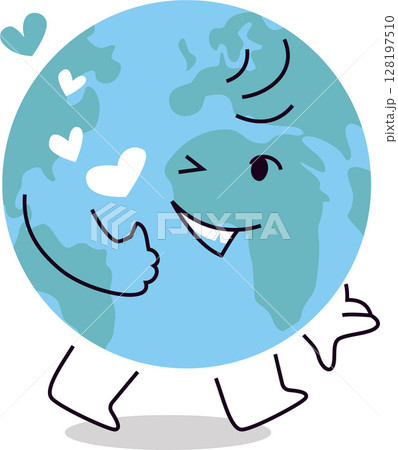 Smiling Planet Earth Vector Mascot Character With Thumb Up Gesture 128197510