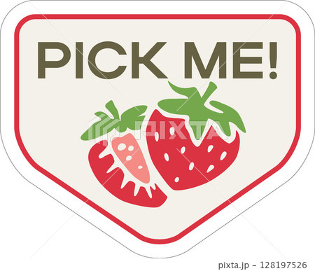 Vintage Strawberry Label Sticker Cartoon Illustration Isolated on Transparent Background 128197526
