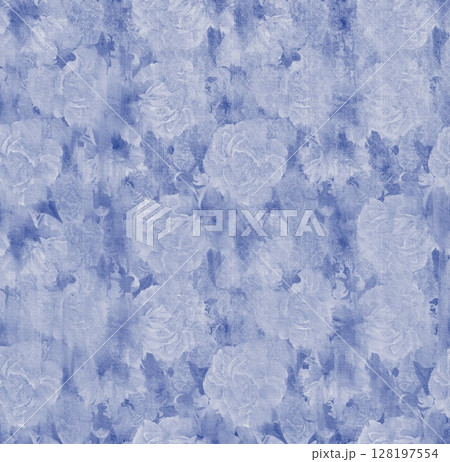 peony seamless pattern watercolor flowers botanical vintage illustration blue 128197554