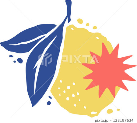 Lemon with Leaves and Label Silhouette Block Print or Stamp Vector Illustration Lemon with Leaves and Label Silhouette Block Print or Stamp Vector Illustration 128197634