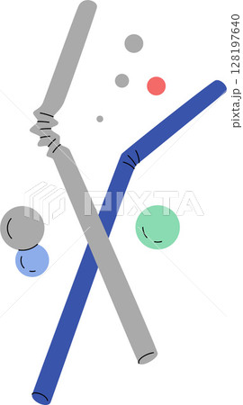 Cocktail Straws and Bubbles Vector Illustration Isolated on Transparent Background 128197640