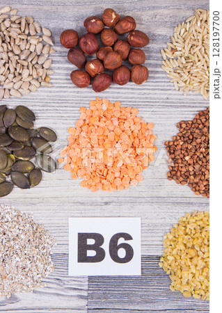 Various ingredients as source natural vitamin B6, minerals and fiber. Healthy eating 128197700