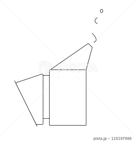 Bee smoker isolated. Vector graphic line illustration. . Concept of apiculture and beekeeping. Smoker for beehive. Banner, poster, wrapping paper, sticker, print, modern textile design. 128197986
