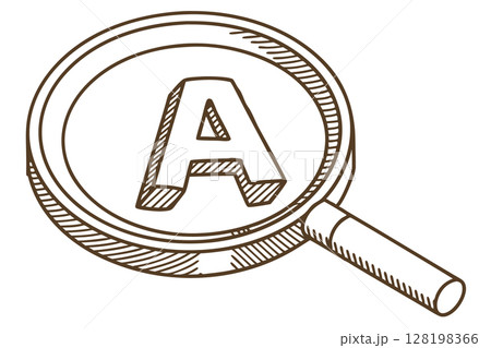 Magnifying glass highlighting bold letter a hand drawn sketch style, alphabet search, focus literacy education concept, AI Generative Magnifying glass highlighting bold letter a hand drawn sketch style, alphabet search, focus literacy education concept, AI Generative 128198366