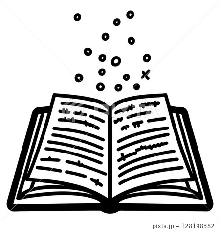 Open book with flying magical sparks fantasy literature, imagination, learning, storytelling icon illustration, AI Generative 128198382
