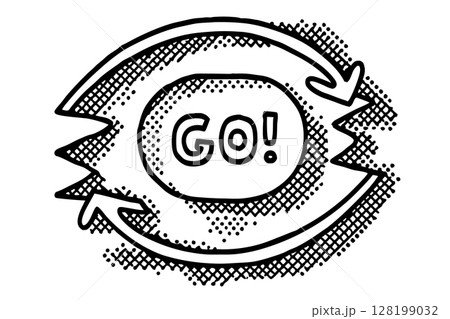 Sketchy hand drawn go sign with bold arrows doodle forward movement motivation illustration, AI Generative 128199032