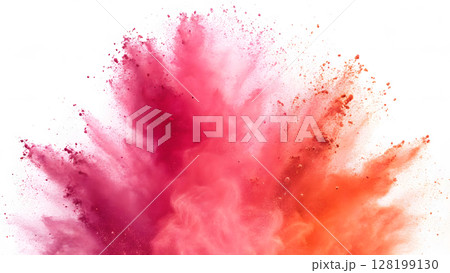 Vibrant ombre explosion created by colorful powder on white background 128199130