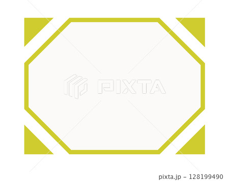 白背景の黄色の八角形フレーム+斜め角デザイン(長方形) 白背景の黄色の八角形フレーム+斜め角デザイン(長方形) 128199490
