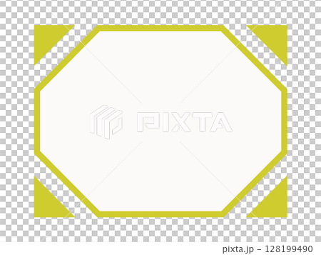 白背景の黄色の八角形フレーム+斜め角デザイン(長方形) 白背景の黄色の八角形フレーム+斜め角デザイン(長方形) 128199490