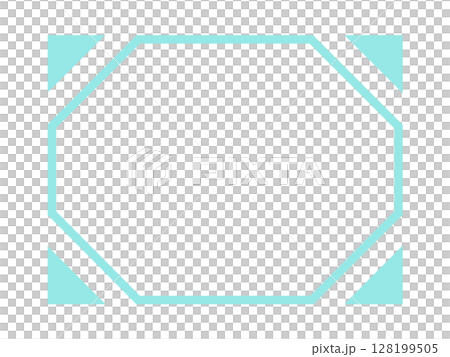 Light blue octagonal frame + diagonal corner design (rectangle, transparent background material) Light blue octagonal frame + diagonal corner design (rectangle, transparent background material) 128199505