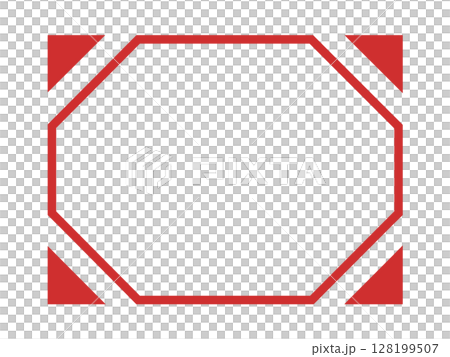 Red octagonal frame + diagonal corner design (rectangular, transparent background material) Red octagonal frame + diagonal corner design (rectangular, transparent background material) 128199507