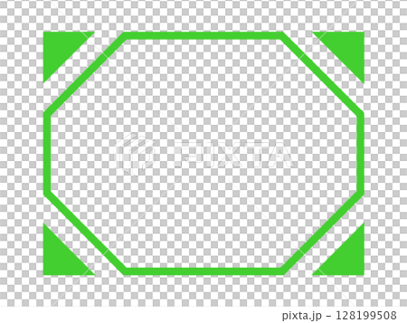 緑八角形フレーム+斜め角デザイン(長方形・透過背景素材) 緑八角形フレーム+斜め角デザイン(長方形・透過背景素材) 128199508