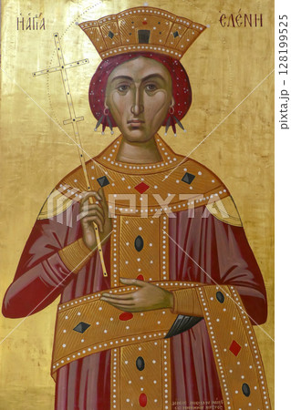 Greece, Sani, Orthodox icon inside the church of Sani, Kassandra, Chalkidiki 128199525