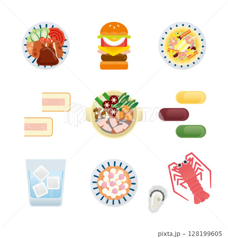 長崎グルメのイラストセット 128199605