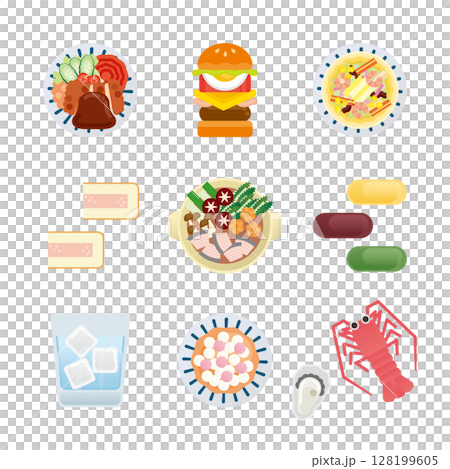 長崎グルメのイラストセット 128199605