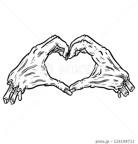 Cartoon Zombie Undead Rotten Hand Creating a Symbol Illustration 128199712