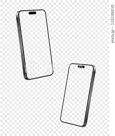 Mockup smart phone with empty screen in two rotated perspective positions Mockup smart phone with empty screen in two rotated perspective positions 128199838