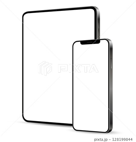 Tablet computer and smartphone mockup with blank screen isolated on white background Tablet computer and smartphone mockup with blank screen isolated on white background 128199844