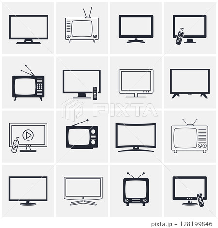 Modern and Retro TV icons set Modern and Retro TV icons set 128199846