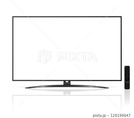 Realistic tv screen. Smart tv mockup with reflection. 128199847
