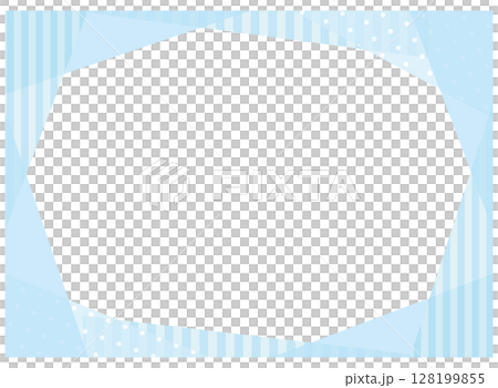 シンプルでかわいい三角形のコラージュ風フレーム　水色 128199855