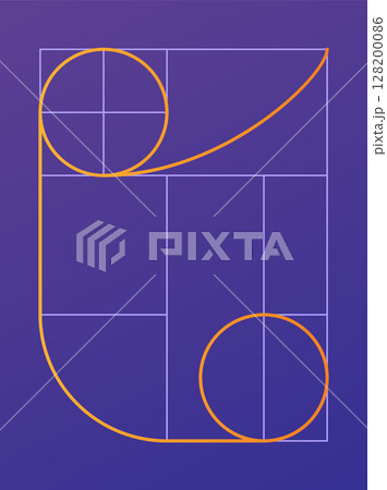 Golden ratio geometric concept. Divine proportion. Geometric shape with ideal section composition icon. Geometry harmony and balance vector illustration 128200086