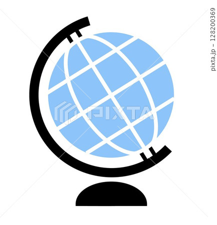 Globe icon on transparent background, flat line design, vector illustration 128200369