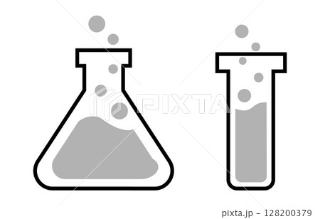 Set of Laboratory Test Glass icons on transparent background, flat line design, vector illustration Set of Laboratory Test Glass icons on transparent background, flat line design, vector illustration 128200379