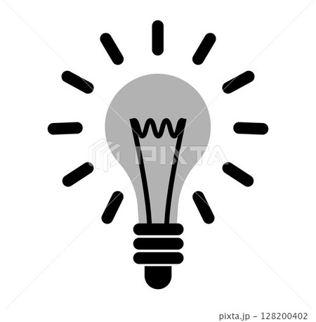 Bulb Lamp icon on transparent background, flat line design, vector illustration 128200402