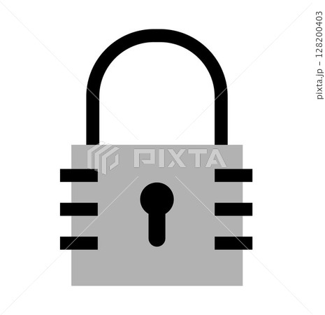 Lock icon, on transparent background, flat line design, cloud computing concept, vector illustration 128200403