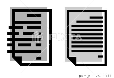 Set of Business objects icons: document and contract, on transparent background, flat line design, vector illustration 128200411