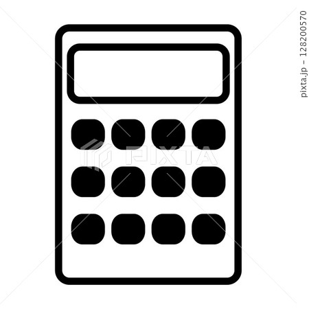 Calculator device icon on transparent background, flat line design, vector illustration 128200570