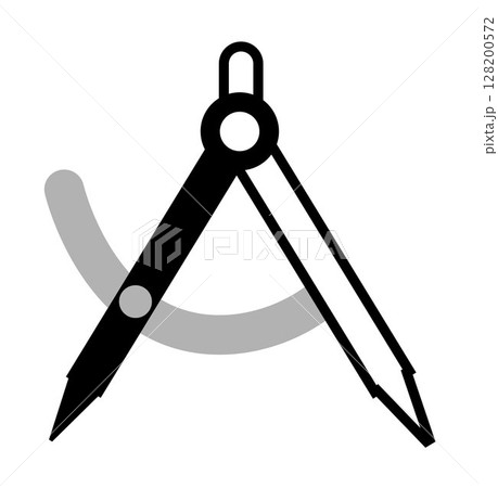 Divider Compass icon on transparent background, flat line design, vector illustration Divider Compass icon on transparent background, flat line design, vector illustration 128200572