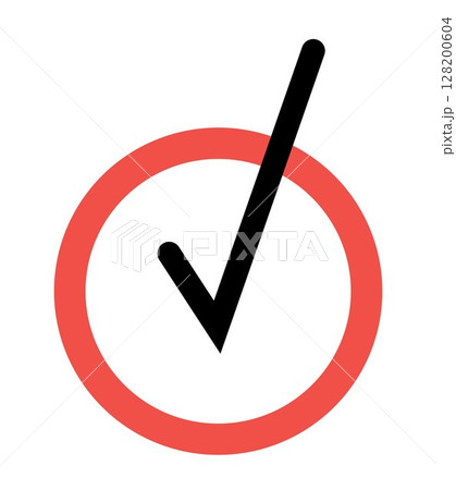 Approved Mark icon on transparent background, flat line design, vector illustration 128200604
