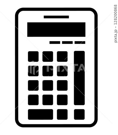 Calculator device icon on transparent background, flat line design, vector illustration 128200868