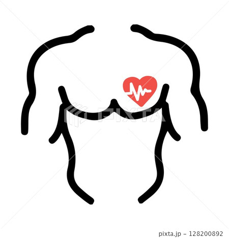 Human Body with Heart icon, on transparent background, flat line design, vector illustration Human Body with Heart icon, on transparent background, flat line design, vector illustration 128200892