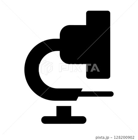 Microscope icon, on transparent background, flat line design, vector illustration 128200902