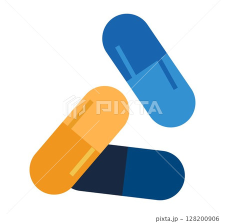 Drug Pills icon, on transparent background, flat line design, vector illustration 128200906
