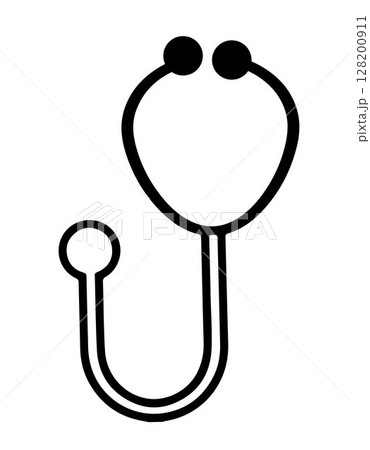 Medical Stethoscope icon, on transparent background, flat line design, vector illustration 128200911