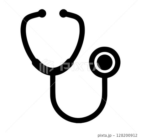 Medical Stethoscope icon, on transparent background, flat line design, vector illustration 128200912
