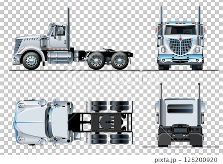 Vector semi-truck template isolated on white 128200920