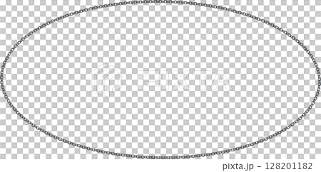 楕円形のシルバーチェーンのフレーム素材 128201182